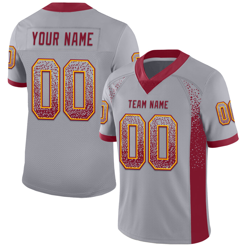 Custom Gray Crimson-Gold Mesh Drift Fashion Football Jersey - Sky-Custom