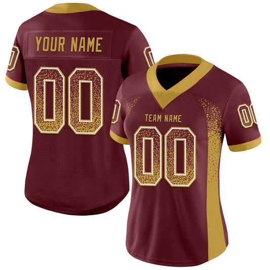 Custom Burgundy Old Gold-White Mesh Drift Fashion Football Jersey - Sky-Custom