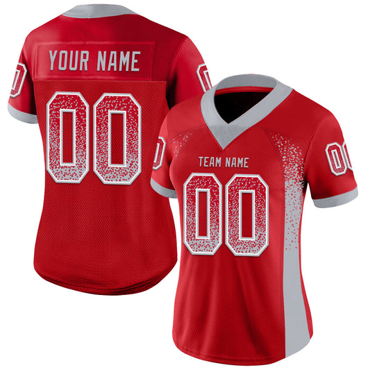 Custom Red Gray-White Mesh Drift Fashion Football Jersey - Sky-Custom