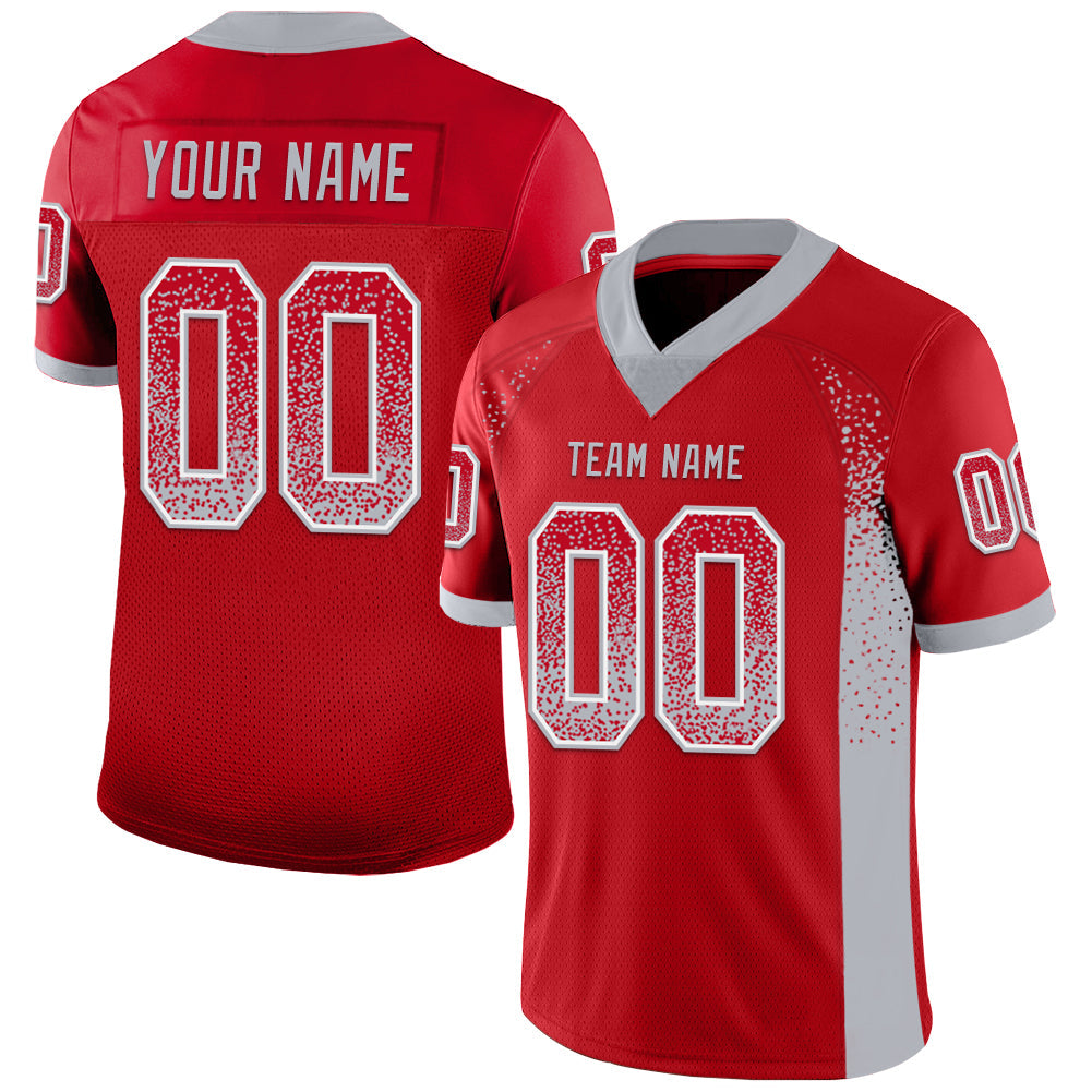 Custom Red Gray-White Mesh Drift Fashion Football Jersey - Sky-Custom
