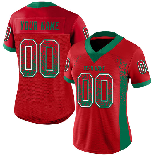 Custom Red Kelly Green-White Mesh Drift Fashion Football Jersey - Sky-Custom
