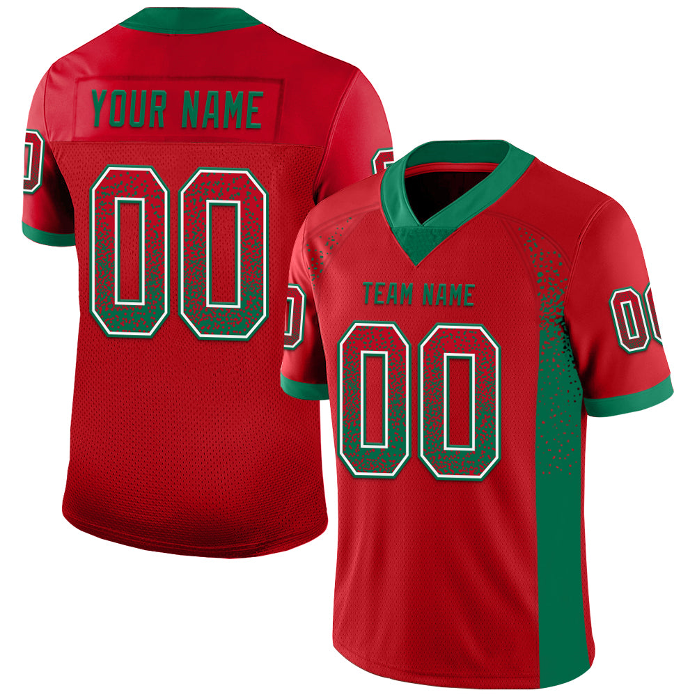 Custom Red Kelly Green-White Mesh Drift Fashion Football Jersey - Sky-Custom
