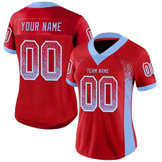 Custom Red Light Blue-White Mesh Drift Fashion Football Jersey - Sky-Custom