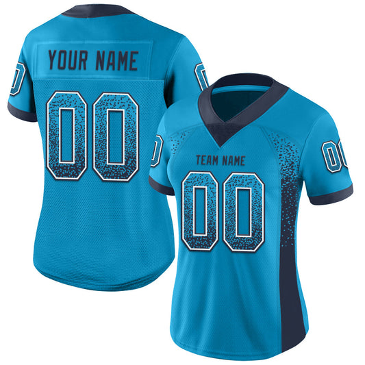 Custom Panther Blue Navy-White Mesh Drift Fashion Football Jersey - Sky-Custom