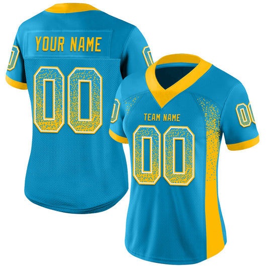 Custom Panther Blue Gold-White Mesh Drift Fashion Football Jersey - Sky-Custom
