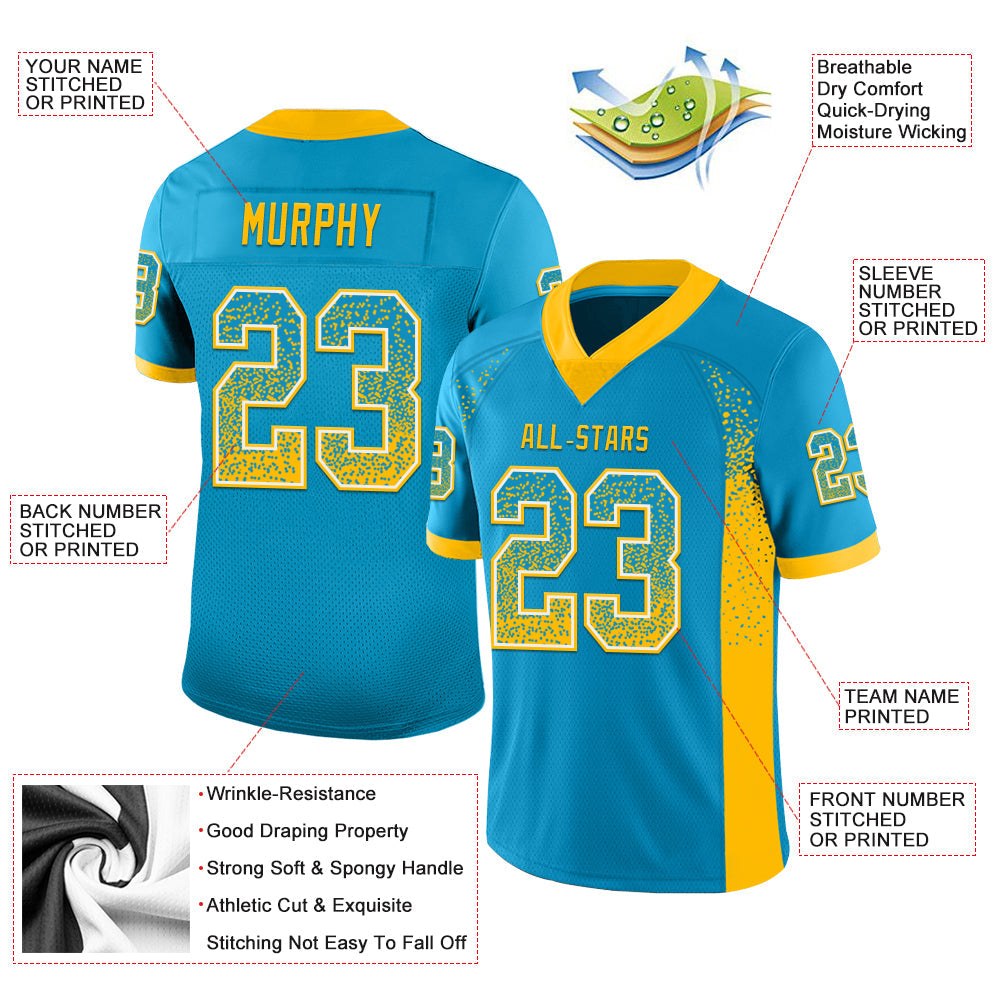 Custom Panther Blue Gold-White Mesh Drift Fashion Football Jersey - Sky-Custom
