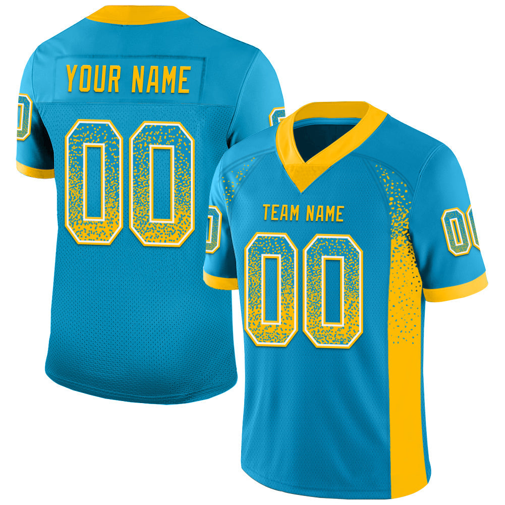 Custom Panther Blue Gold-White Mesh Drift Fashion Football Jersey - Sky-Custom