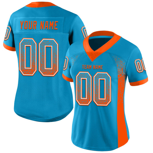 Custom Panther Blue Orange-White Mesh Drift Fashion Football Jersey - Sky-Custom
