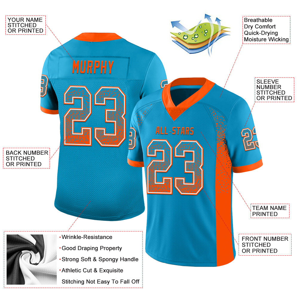 Custom Panther Blue Orange-White Mesh Drift Fashion Football Jersey - Sky-Custom