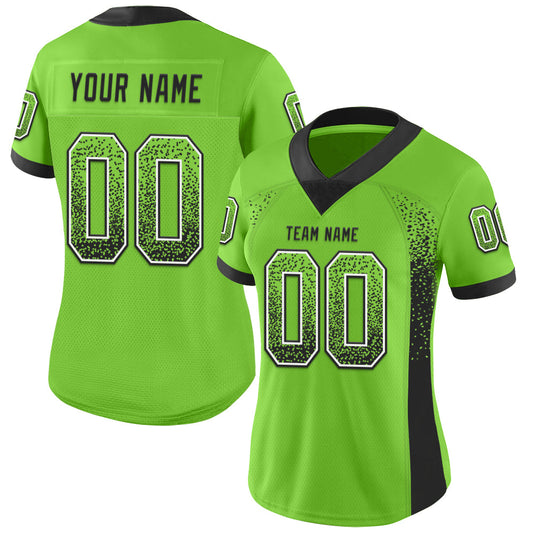 Custom Neon Green Black-White Mesh Drift Fashion Football Jersey - Sky-Custom
