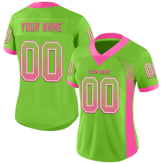 Custom Neon Green Pink-White Mesh Drift Fashion Football Jersey - Sky-Custom