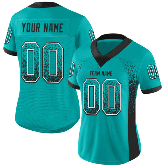 Custom Aqua Black-White Mesh Drift Fashion Football Jersey - Sky-Custom