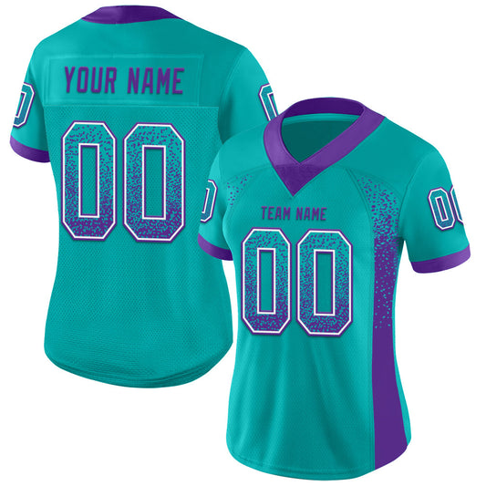 Custom Aqua Purple-White Mesh Drift Fashion Football Jersey - Sky-Custom