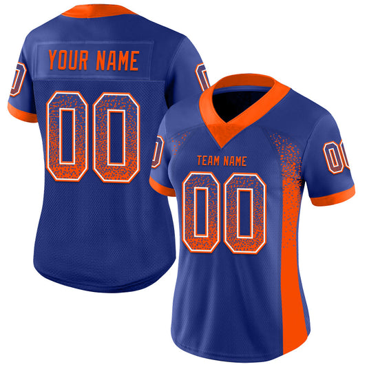 Custom Royal Orange-White Mesh Drift Fashion Football Jersey - Sky-Custom