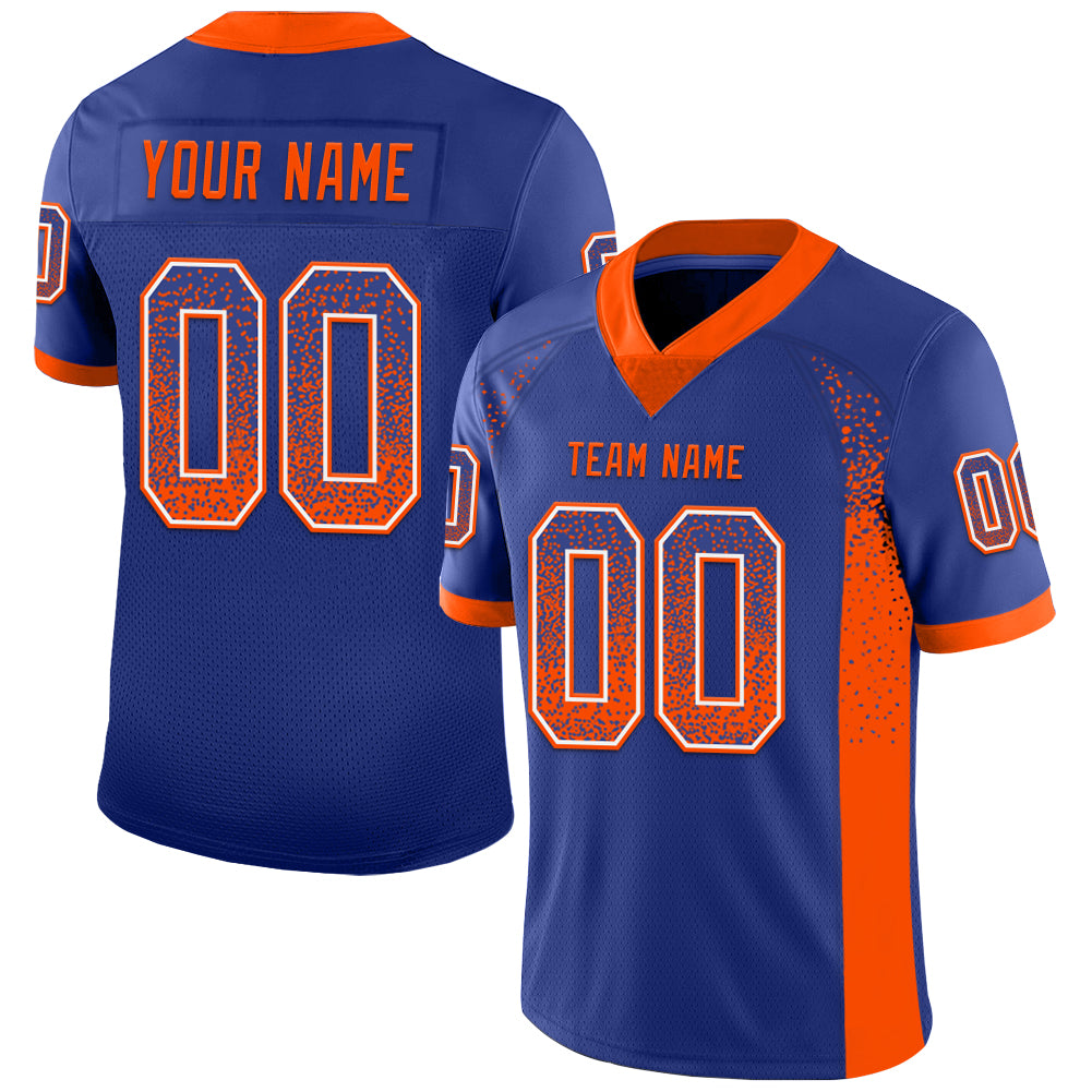 Custom Royal Orange-White Mesh Drift Fashion Football Jersey - Sky-Custom