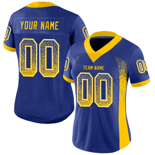 Custom Royal Yellow-White Mesh Drift Fashion Football Jersey - Sky-Custom