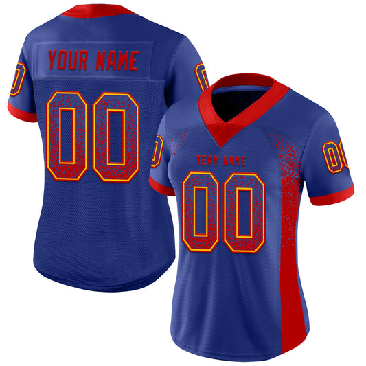 Custom Royal Red-Gold Mesh Drift Fashion Football Jersey - Sky-Custom