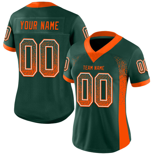 Custom Green Orange-White Mesh Drift Fashion Football Jersey - Sky-Custom