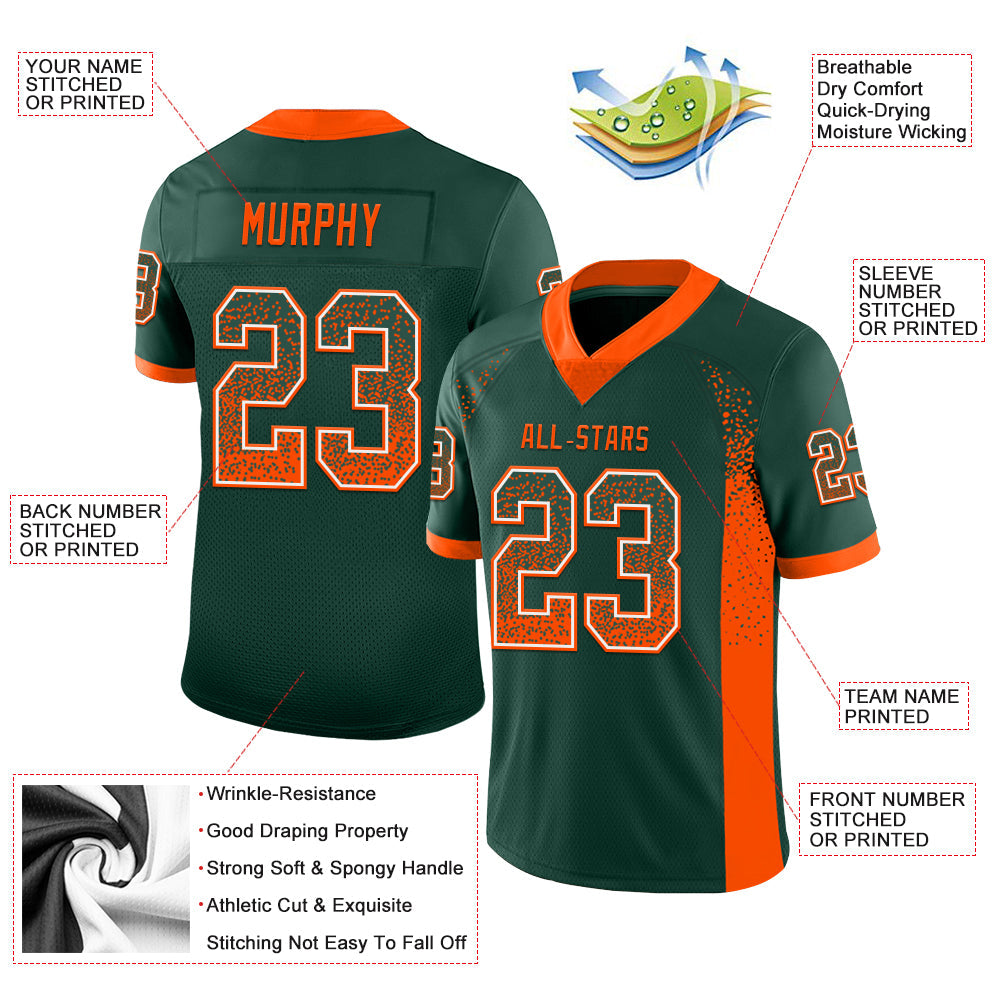 Custom Green Orange-White Mesh Drift Fashion Football Jersey - Sky-Custom