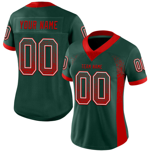 Custom Green Red-White Mesh Drift Fashion Football Jersey - Sky-Custom