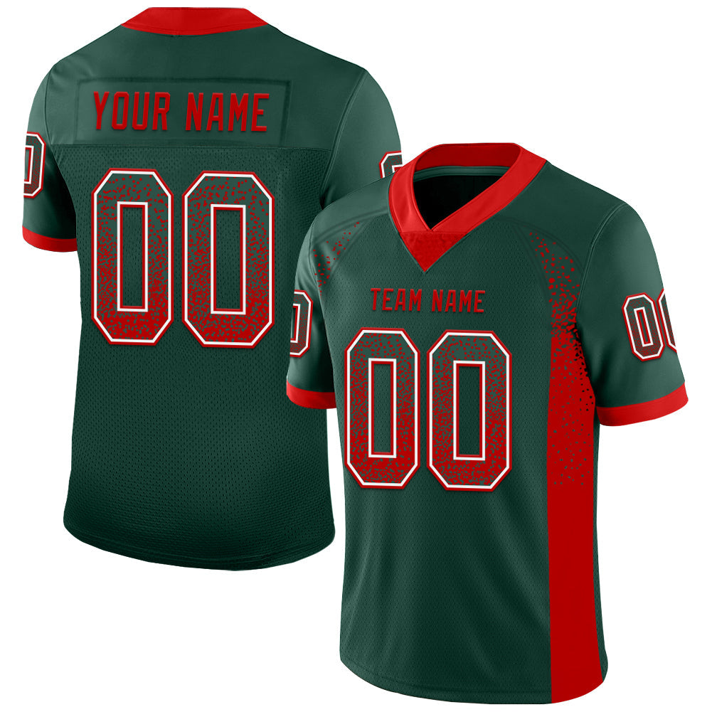 Custom Green Red-White Mesh Drift Fashion Football Jersey - Sky-Custom