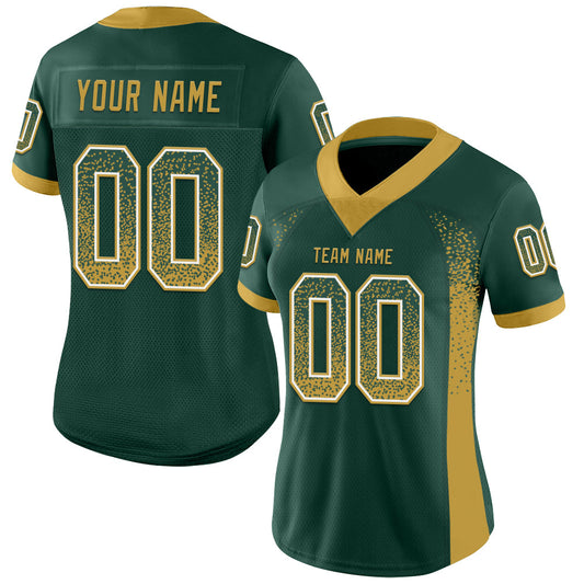 Custom Green Old Gold-White Mesh Drift Fashion Football Jersey - Sky-Custom