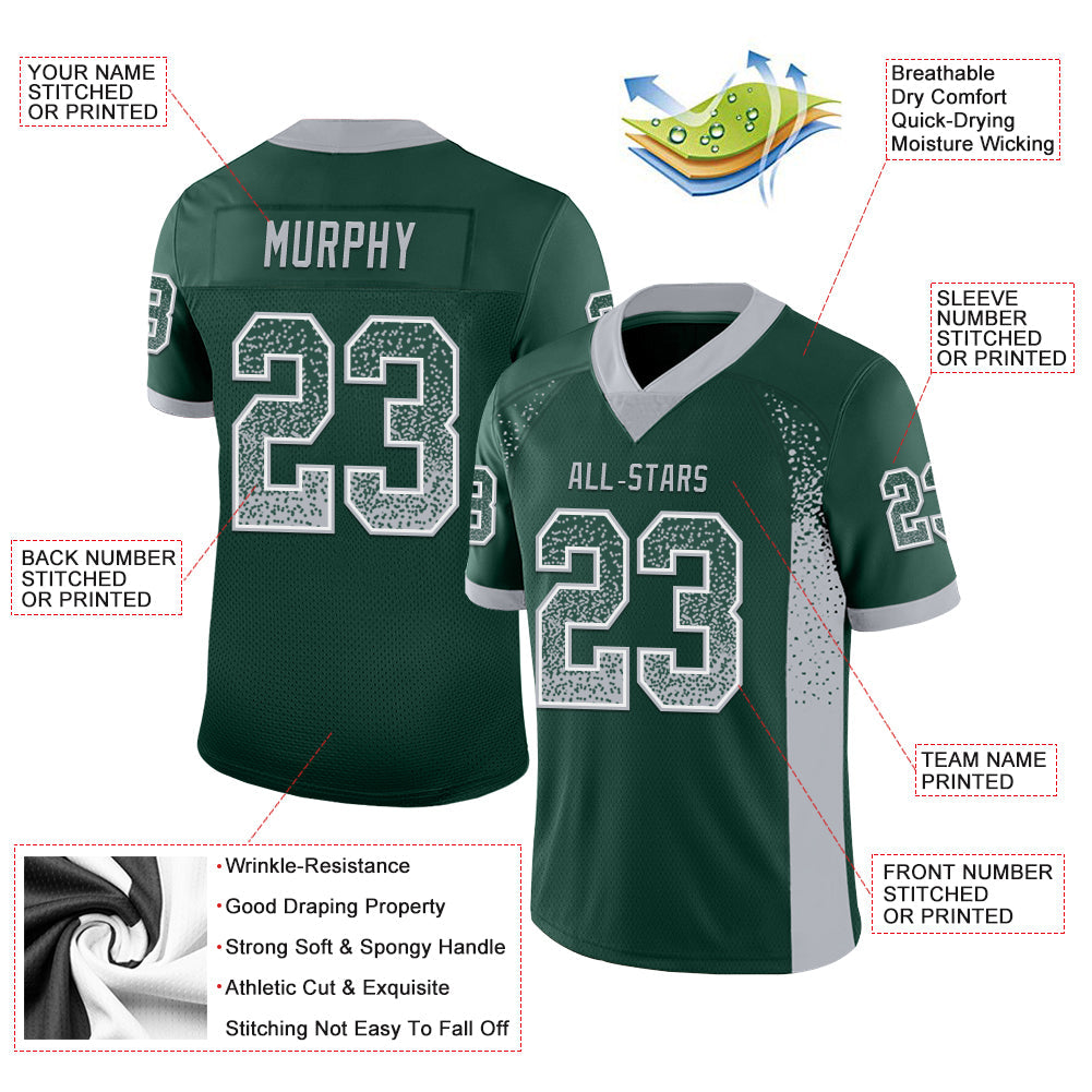 Custom Green Gray-White Mesh Drift Fashion Football Jersey - Sky-Custom