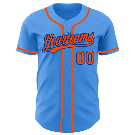 Custom Electric Blue Orange-Royal Authentic Baseball Jersey - Sky-Custom