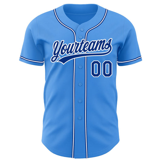 Custom Electric Blue Royal-White Authentic Baseball Jersey - Sky-Custom