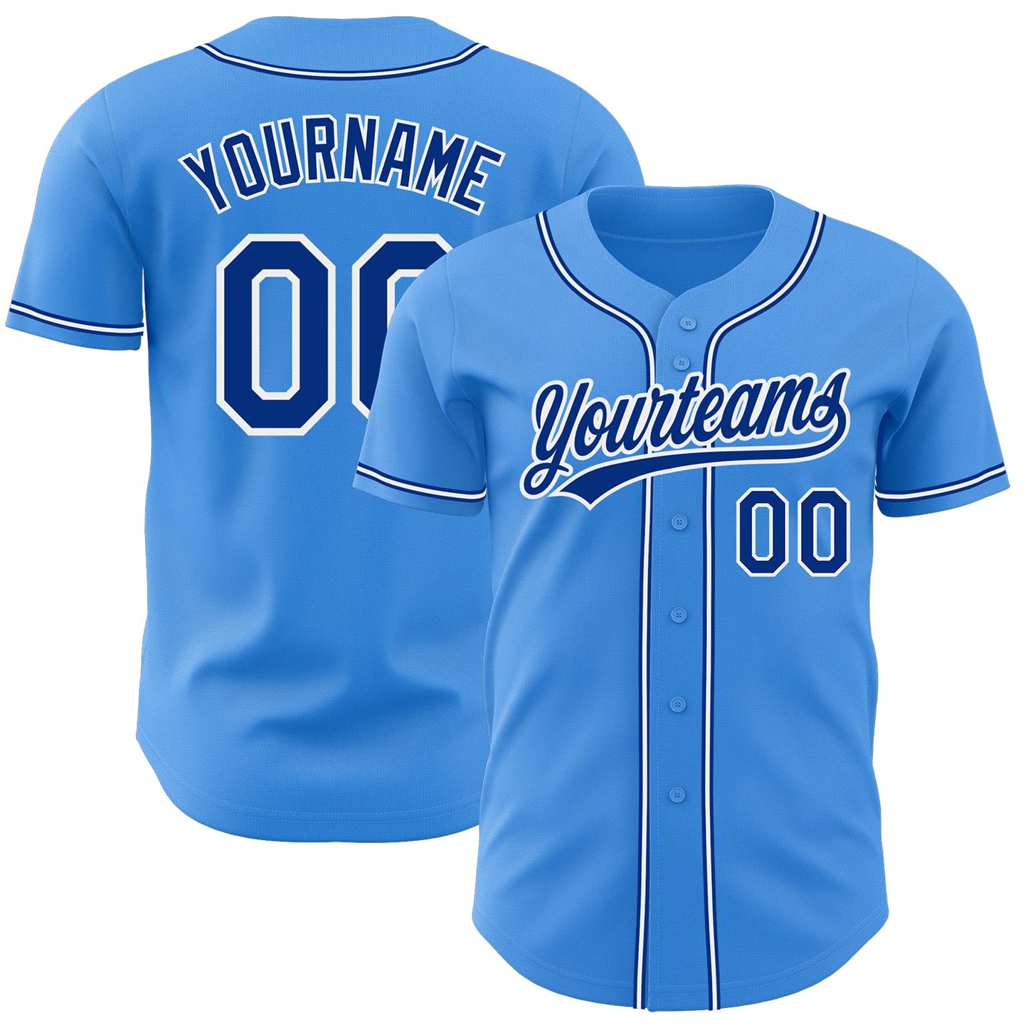 Custom Electric Blue Royal-White Authentic Baseball Jersey - Sky-Custom