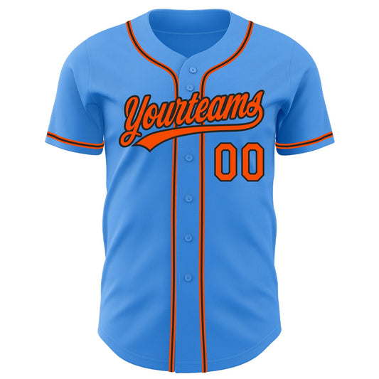 Custom Electric Blue Orange-Black Authentic Baseball Jersey - Sky-Custom