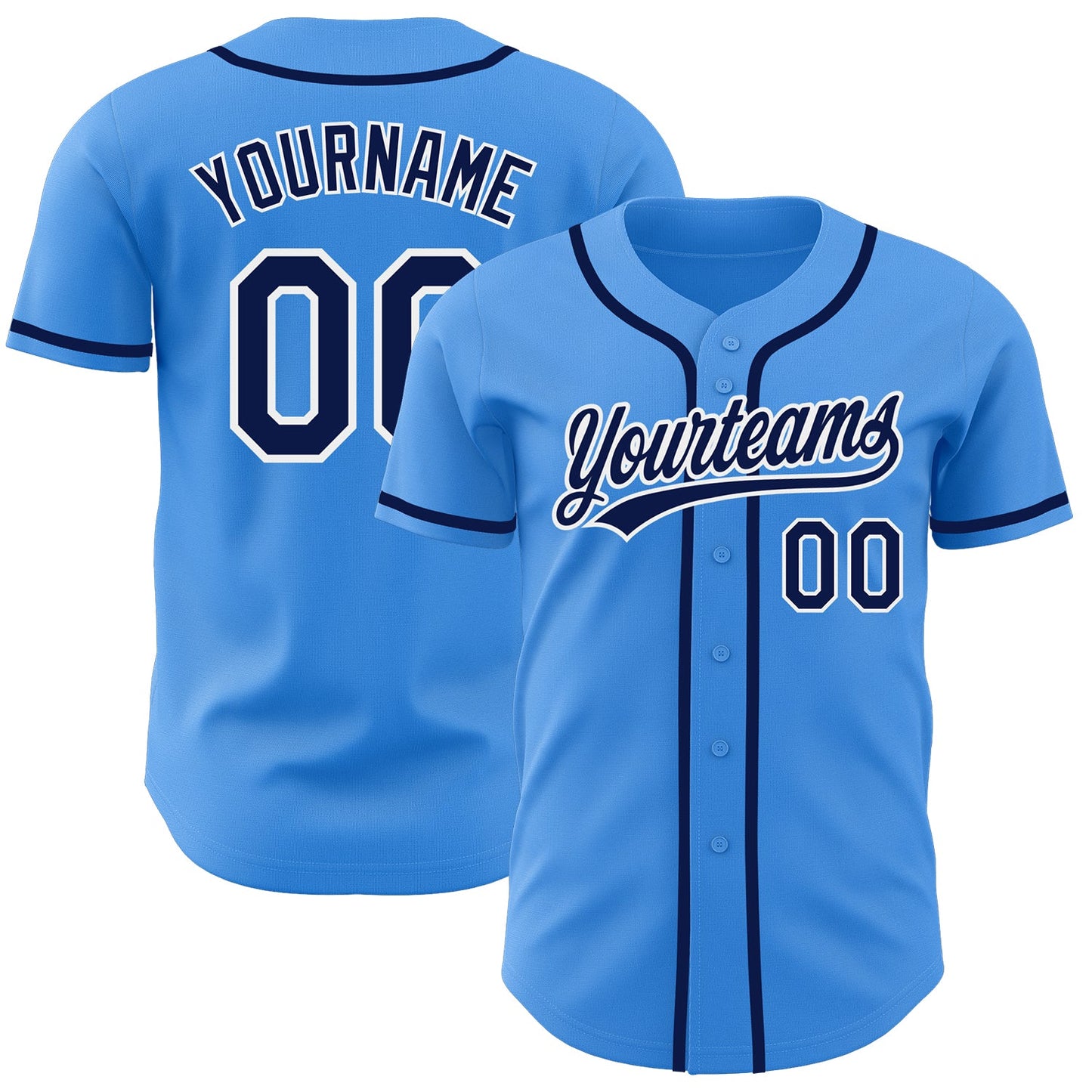 Custom Electric Blue Navy-White Authentic Baseball Jersey - Sky-Custom