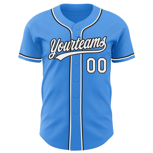 Custom Electric Blue White-Black Authentic Baseball Jersey - Sky-Custom