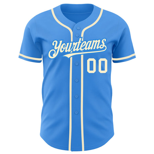 Custom Electric Blue Cream Authentic Baseball Jersey - Sky-Custom