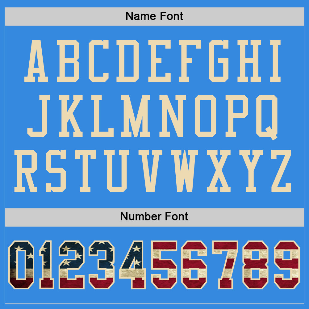 Custom Powder Blue Vintage USA Flag-City Cream Mesh Authentic Football Jersey - Sky-Custom