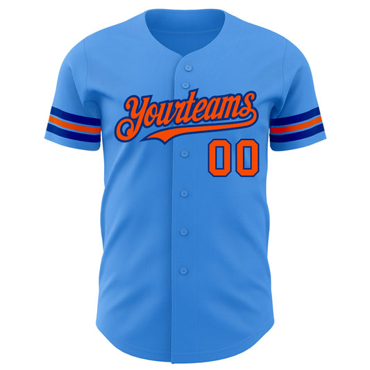 Custom Electric Blue Orange-Royal Authentic Baseball Jersey - Sky-Custom