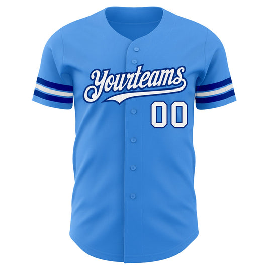 Custom Electric Blue White-Royal Authentic Baseball Jersey - Sky-Custom