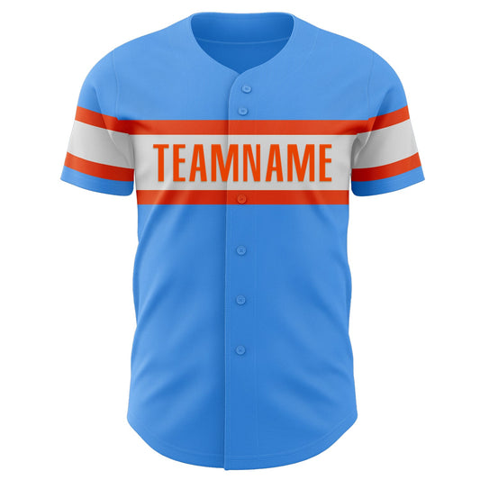 Custom Electric Blue Orange-White Authentic Baseball Jersey - Sky-Custom
