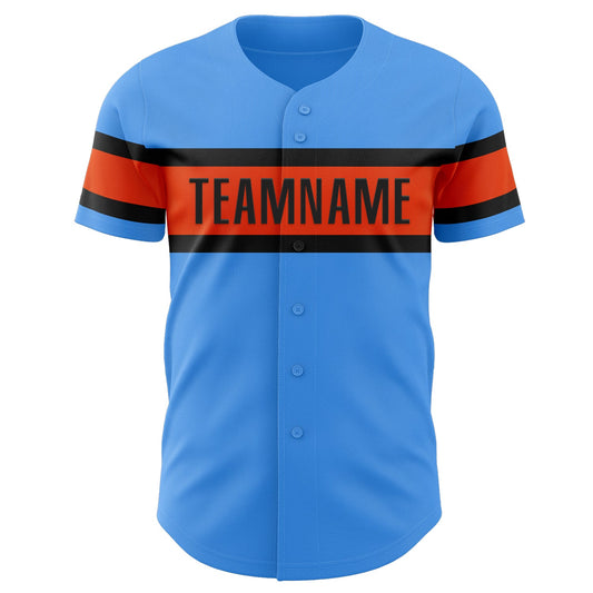 Custom Electric Blue Orange-Black Authentic Baseball Jersey - Sky-Custom