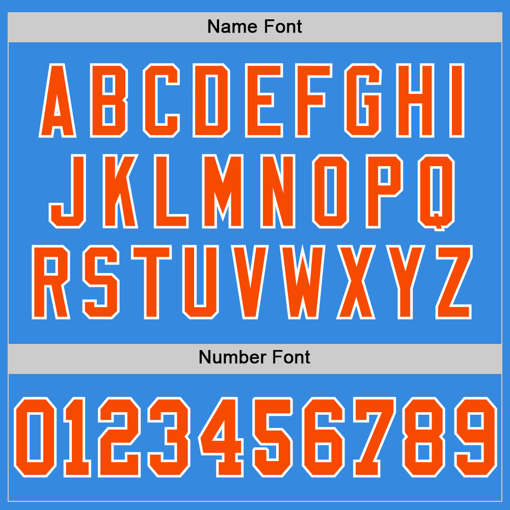 Custom Powder Blue Orange-White Mesh Authentic Throwback Football Jersey - Sky-Custom