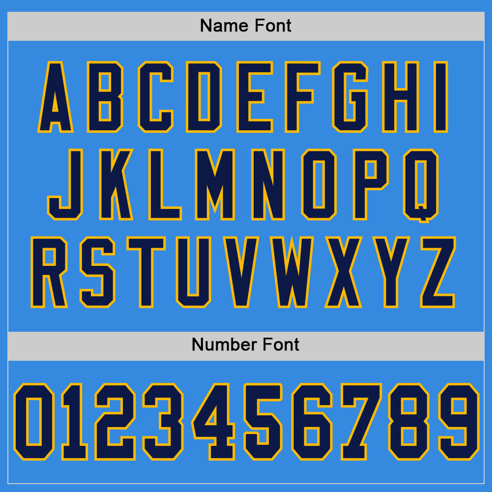 Custom Powder Blue Navy-Gold Mesh Authentic Throwback Football Jersey - Sky-Custom