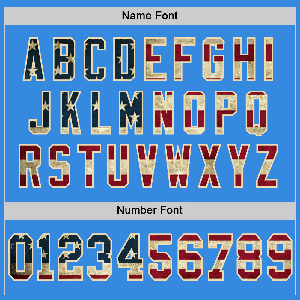 Custom Powder Blue Vintage USA Flag Cream-Red Mesh Authentic Throwback Football Jersey - Sky-Custom