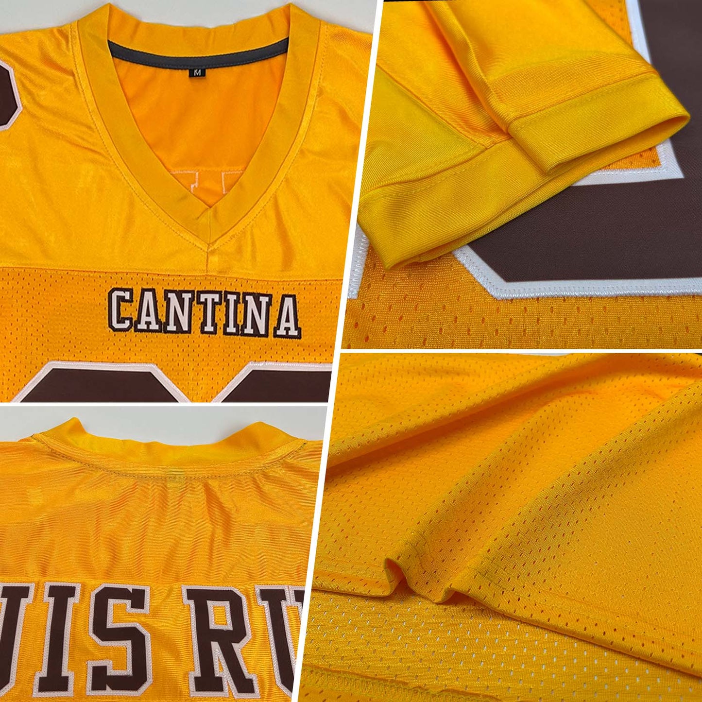 Custom Gold Brown-White Mesh Authentic Football Jersey - Sky-Custom