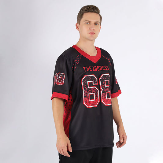 Custom Black Red-Gray Mesh Drift Fashion Football Jersey - Sky-Custom