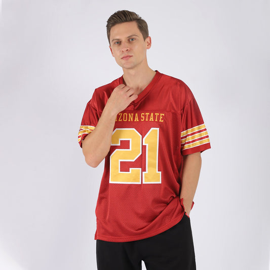 Custom Red Gold-White Mesh Authentic Football Jersey - Sky-Custom