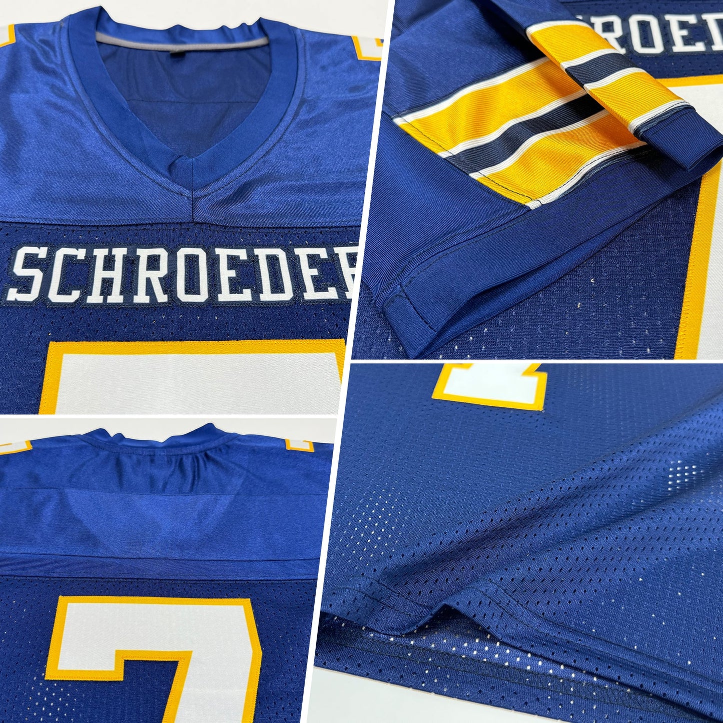 Custom Navy White-Gold Mesh Authentic Football Jersey - Sky-Custom