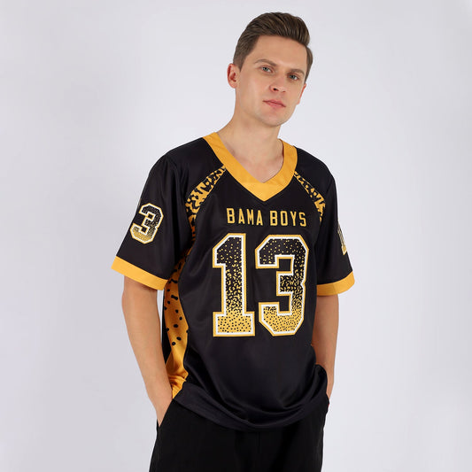 Custom Black Gold-White Mesh Drift Fashion Football Jersey - Sky-Custom