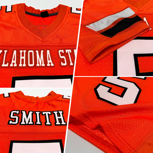 Custom Orange White-Black Mesh Authentic Football Jersey - Sky-Custom