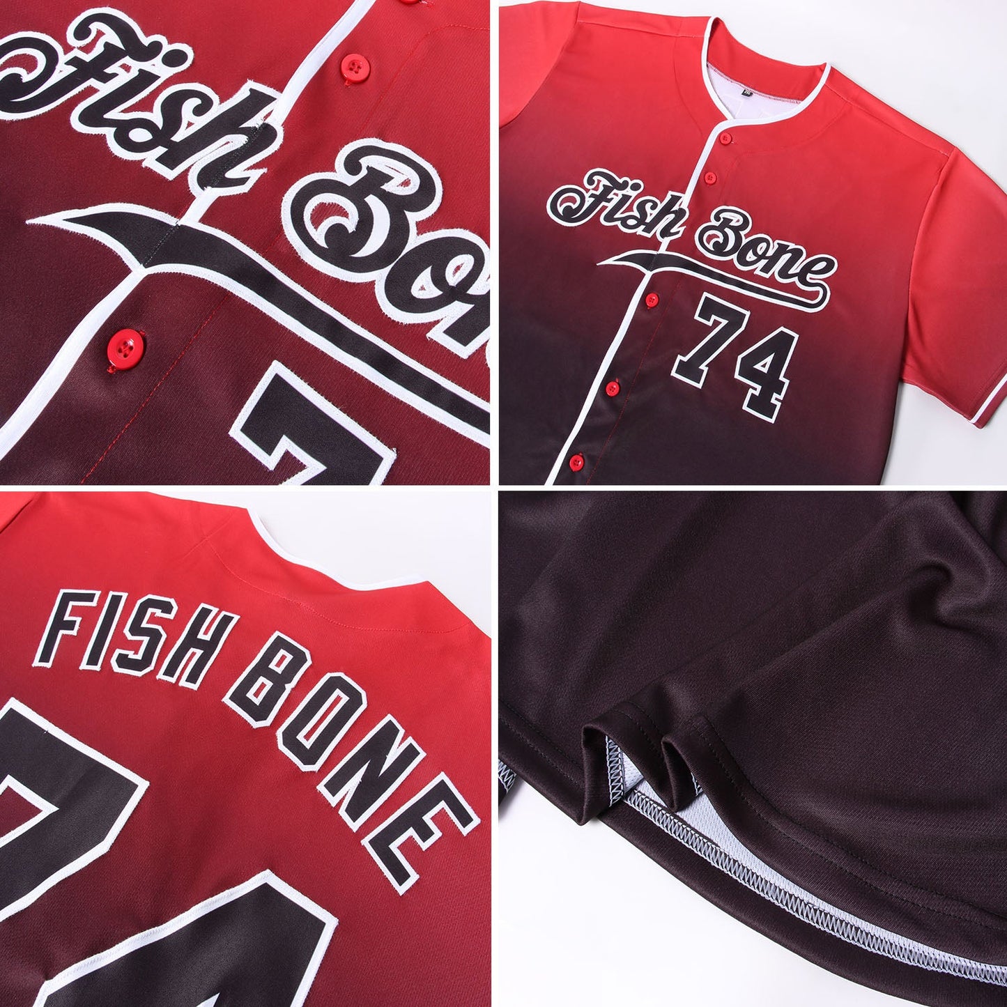 Custom Red Black-White Authentic Fade Fashion Baseball Jersey - Sky-Custom