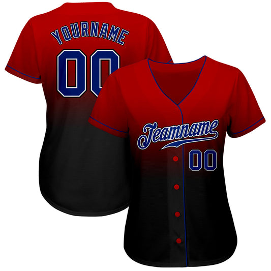 Custom Red Royal-Black Authentic Fade Fashion Baseball Jersey - Sky-Custom